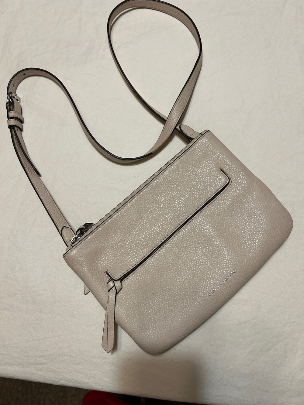 Vince Camuto Pebbled Leather Crossbody Bag - Light Beige